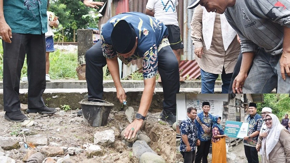 Walikota Pariaman Letakkan Batu Pertama Pembangunan RTLH Lansia di Balai Kurai Taji
