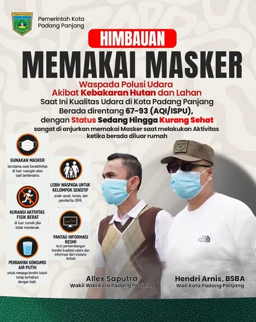 Pemko Padang Panjang Imbau Warga Gunakan Masker di Tengah Kabut Asap