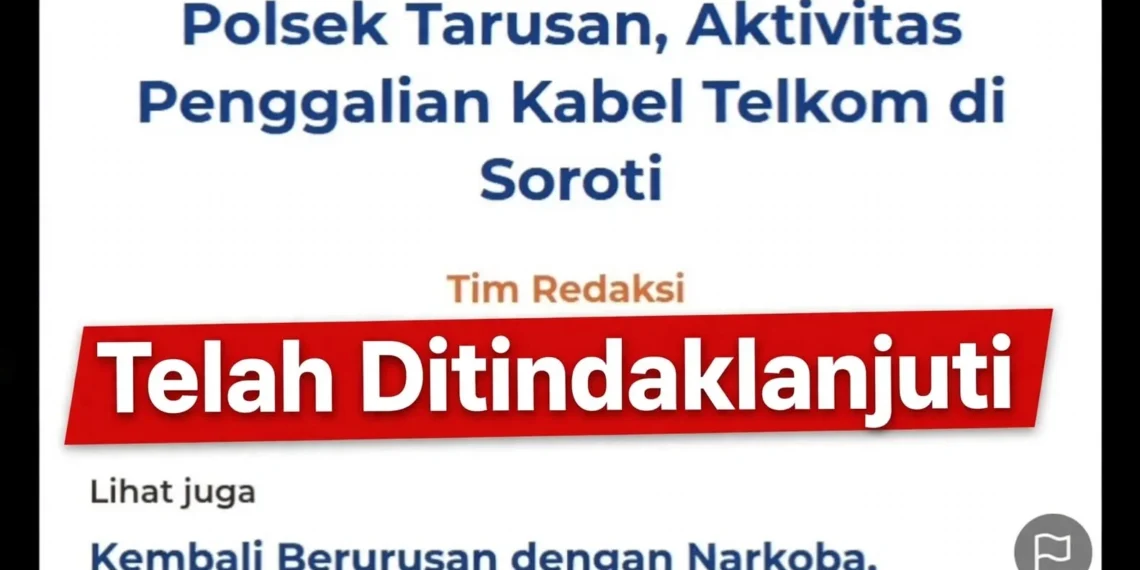 Screenshot soal informasi dugaan penggalian kabel Telkom di Pessel malam (Tiktok)