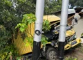 TKP kecelakaan yang melibatkan truk box dan truk Hino di Jalan Solok-Padang, Kabupaten Solok, Rabu (2/9/2026).