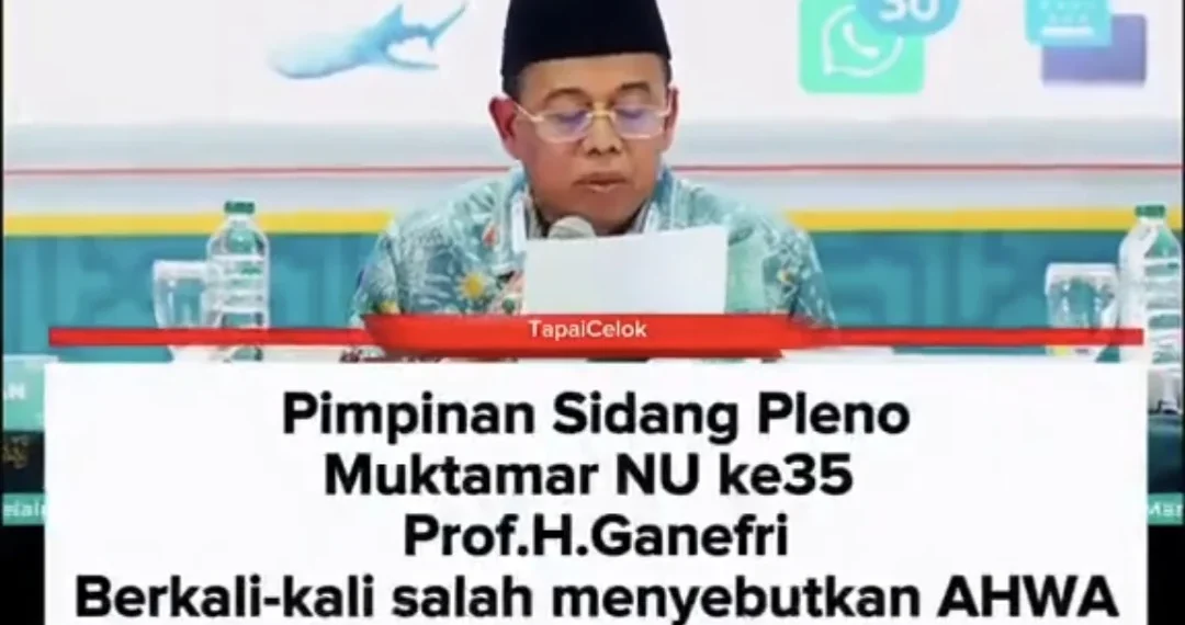 Screenshot video Ketua PWNU Sumbar Ganefri saat memimpin sidang pleno Muktamar NU ke 35 di di Pondok Pesantren Bahrul Ulum Tambakberas, Kabupaten Jombang, Jawa Timur, Senin (31/8/2026).