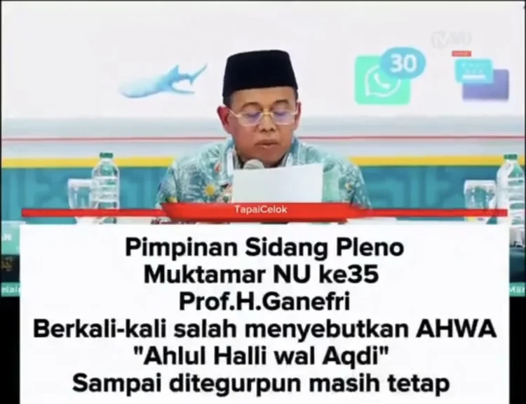 Screenshot video Ketua PWNU Sumbar Ganefri saat memimpin sidang pleno Muktamar NU ke 35 di di Pondok Pesantren Bahrul Ulum Tambakberas, Kabupaten Jombang, Jawa Timur, Senin (31/8/2026).