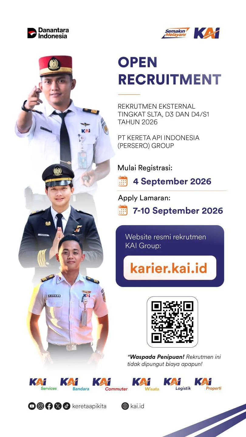 Per Hari Ini KAI Buka Rekrutmen 2026, Masyarakat Diimbau Waspadai Penipuan dan Calo